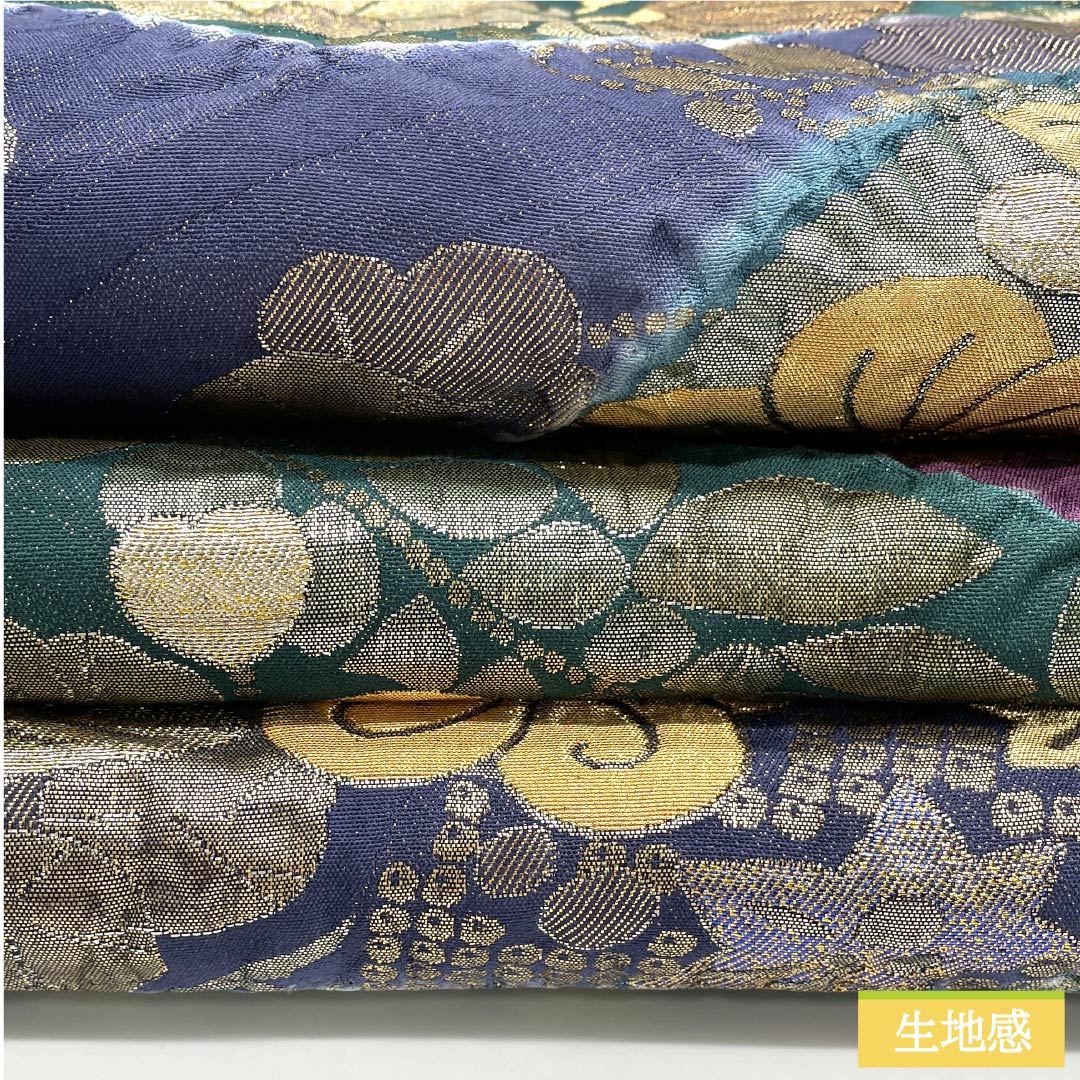 Fukuro Obi, pure silk, gradation, floral pattern, obi length 420cm, S rank, six-pass, formal, gradation style, 1123012082399
