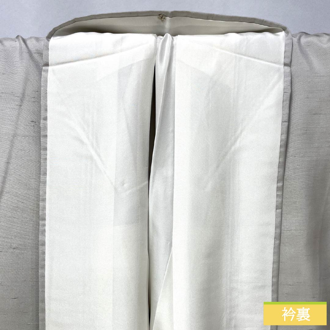 訪問着 正絹 Bランク 袷 身丈161.5cm 裄丈63.5cm 灰白色(かいはくしょく) 牛首紬 抽象模様 純一郎 作家物 しつけ糸付き グレー系 1112006994422