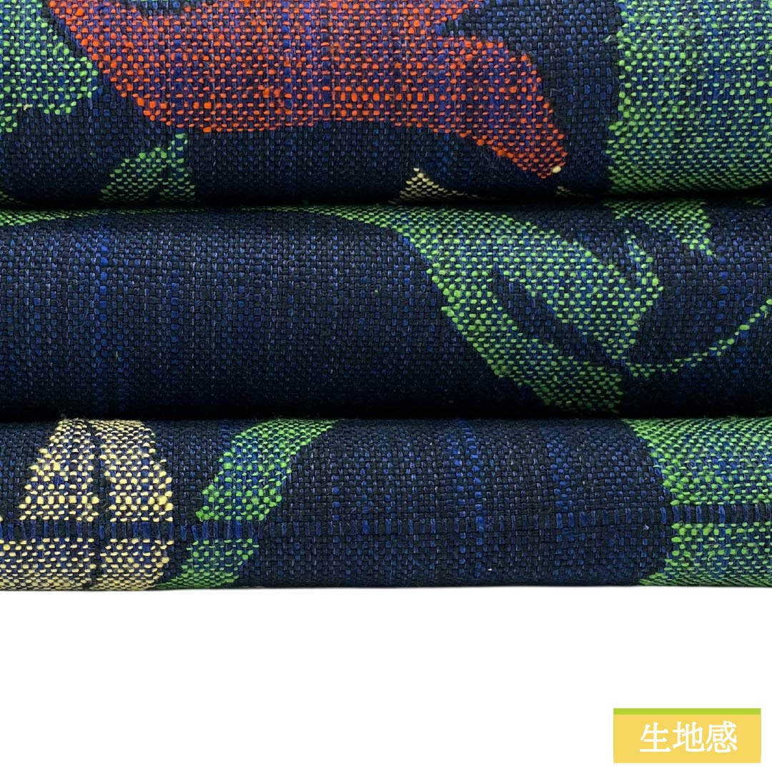 名古屋帯 正絹 Sランク 開き仕立て 濃紺色(のうこんいろ) 草花模様 帯丈342cm 六通 カジュアル 紺系 1124012332318