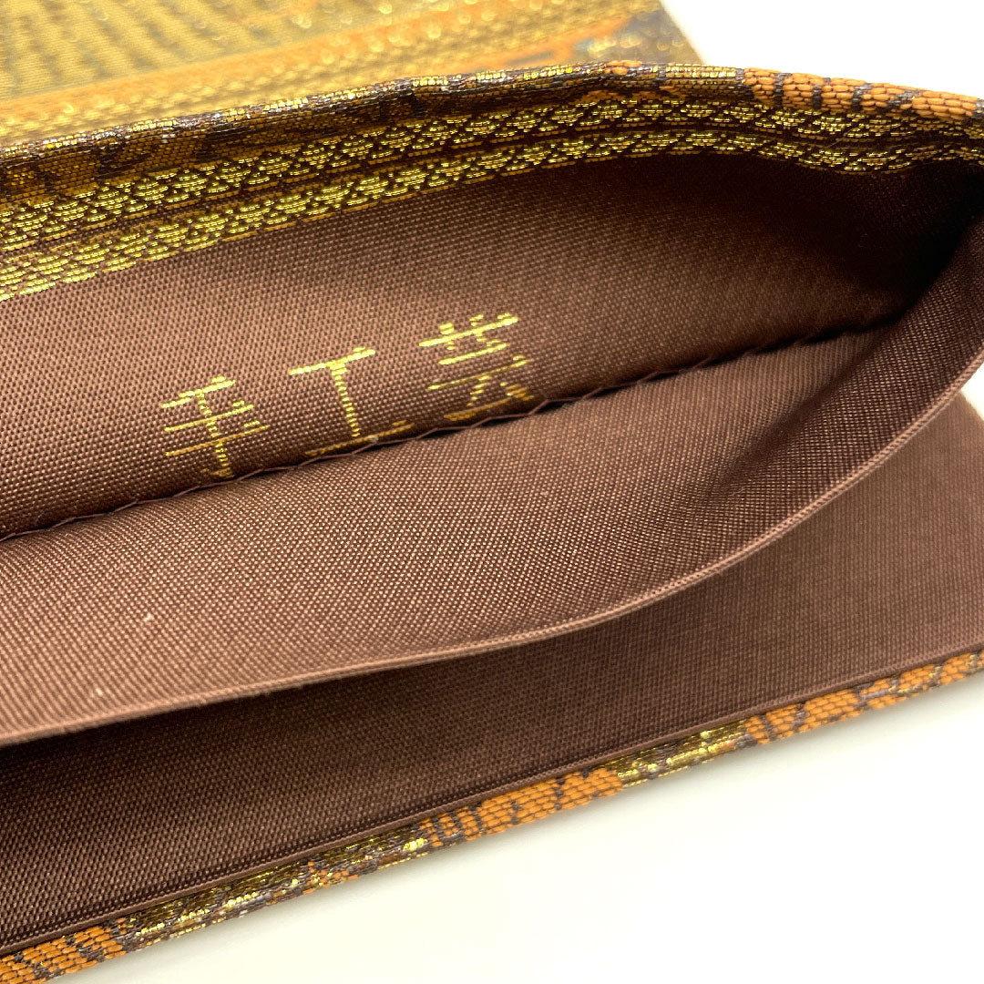 袋帯 手織り 御所絵巻文様 本金箔24金 帯丈432cm 正絹 Aランク 六通 フォーマル 茶系 1123003653314