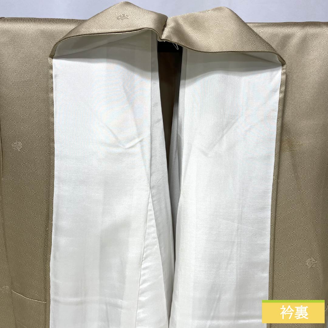 Visiting Kimono (Homongi) - Pure Silk, Grade A, Lined, Length 159cm, Sleeve Length 63.5cm, Walnut Color, Suzhou Embroidery, Tsukesage, Imperial Carriage Design, Beige, Product Number: 1112006663325