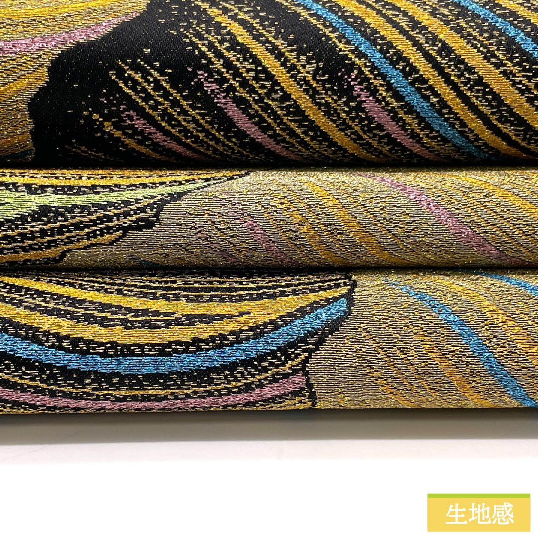 Fukuro Obi, Pure Silk, For Furisode, Abstract Pattern, Length 436cm, S Rank, Six-way, Formal, Gold, 1123013572321