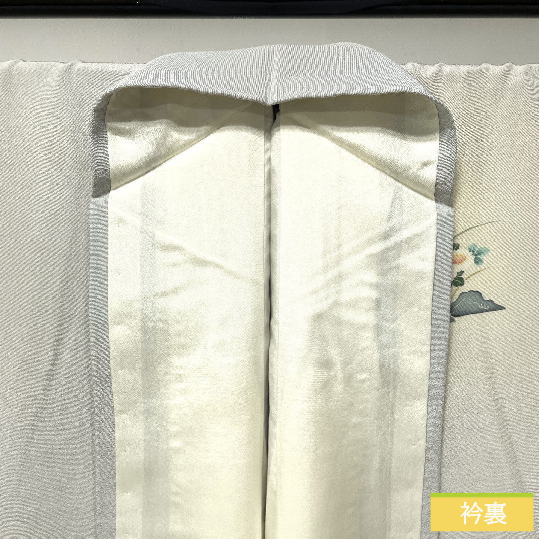 訪問着 正絹 袷 身丈168.5cm 裄丈68cm 銀白色(ぎんはくしょく) 加賀友禅 茶屋辻模様 作家物 Aランク グレー系 1112004743522