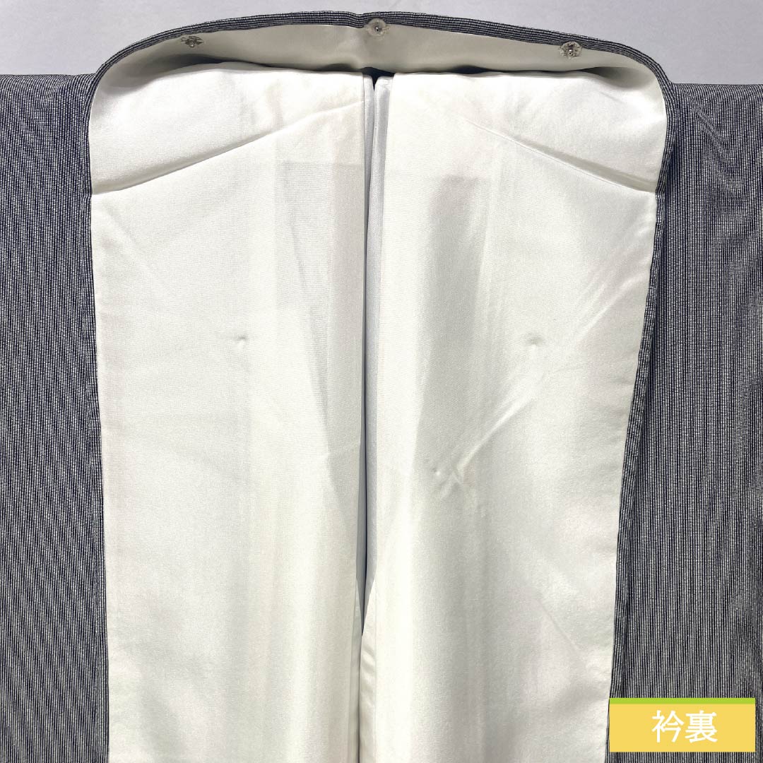 小紋 正絹 身丈153.5cm 裄丈65cm 袷 燻銀色(いぶしぎんいろ) 江戸小紋 極鮫小紋 万筋 きららガード Aランク グレー系 1115005123222