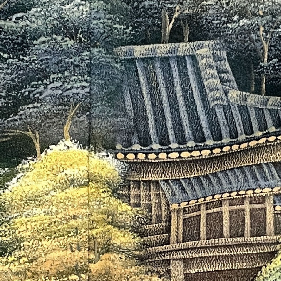 Black formal kimono, length 167cm, sleeve length 68cm, lined, landscape painting, artist's work, pure silk, A rank, five crests, black, 1111000083510