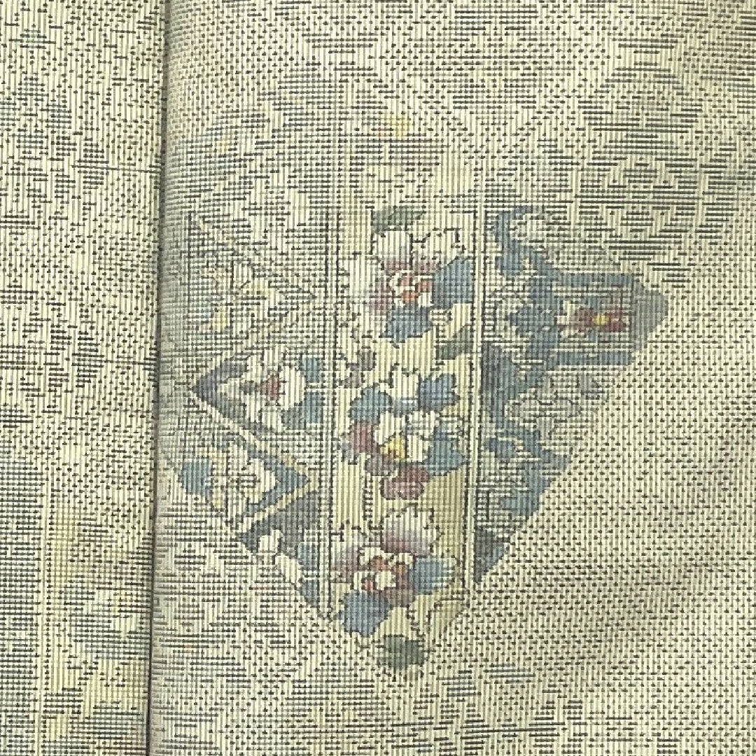 White Oshima Tsumugi, Length 163cm, Sleeve length 66cm, Floral chintz pattern, 7 marks, Pure silk, A rank, Lined, White, 1116000573311