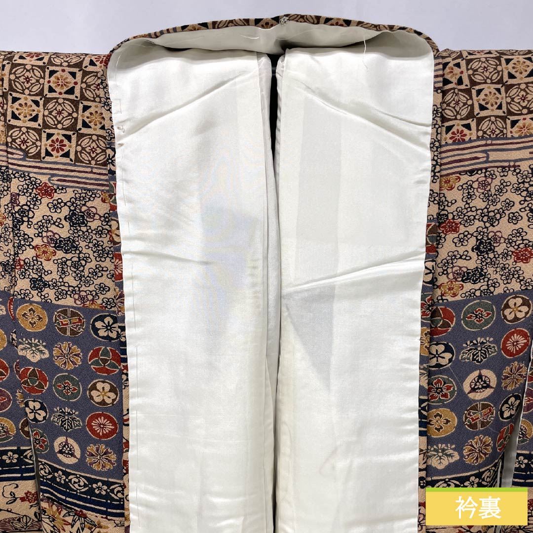 訪問着 正絹 Aランク 袷 身丈156.5cm 裄丈61.5cm 丁子茶色(ちょうじちゃいろ) 京紅型 吉祥文様 橙系 1112006253326