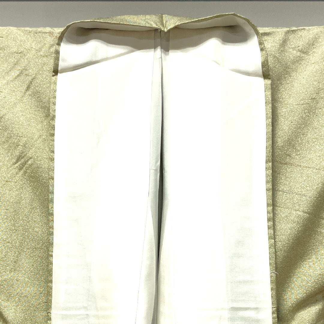 訪問着 正絹 袷 身丈164.5cm 裄丈65cm 蝋色 紬地 波 Aランク ベージュ系 1112003003425