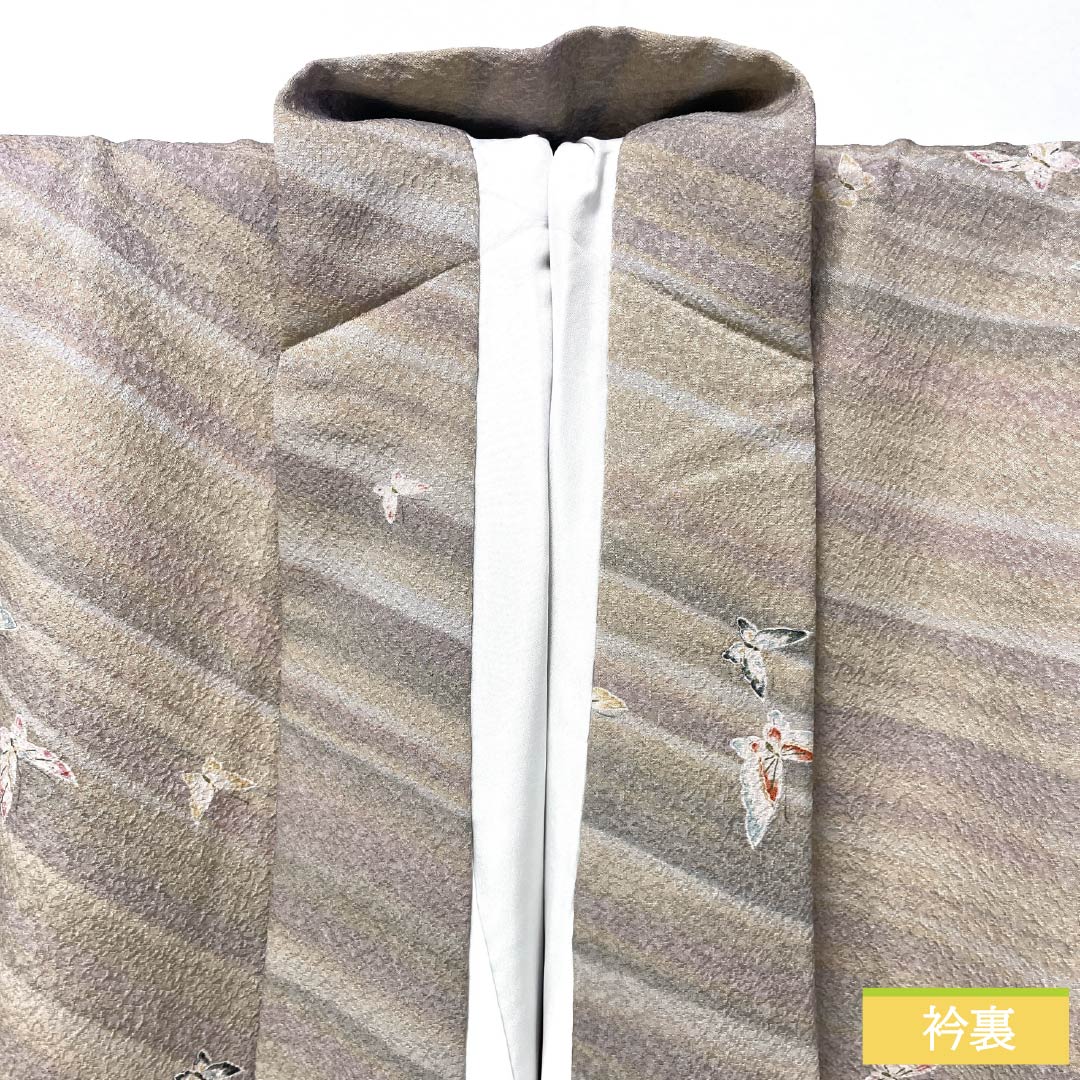 Small pattern kimono, polyester, length 157cm, Yuki length 64.5cm, lined, blurred dyeing, washable kimono, butterfly, A rank, gradation, 1115005033399