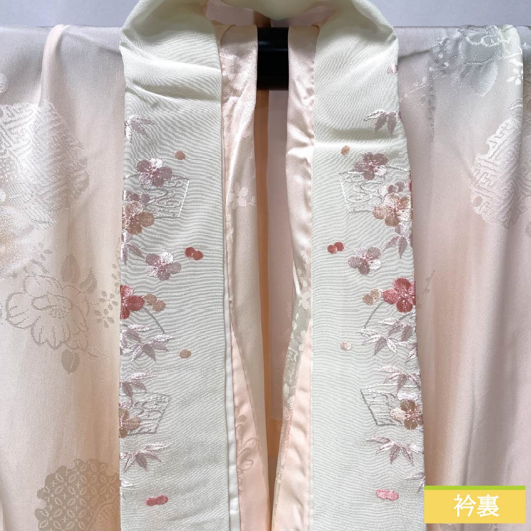 Pure silk Nagajuban (long undergarment), Grade A, length 119cm, sleeve length 61cm, single layer, floral embroidered collar, with raised collar, pink, product number 1129000833113