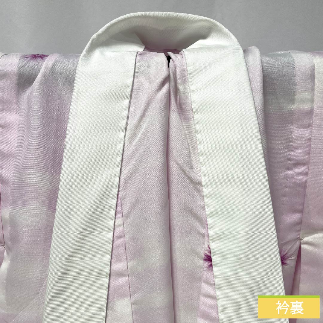 Nagajuban (long under-kimono), Polyester, Grade A, Length 115cm, Sleeve Length 61cm, Single-layer, Pale Pink (tankoshoku), Abstract Pattern, Half-collar, with Raising, Purple, 1129000783120