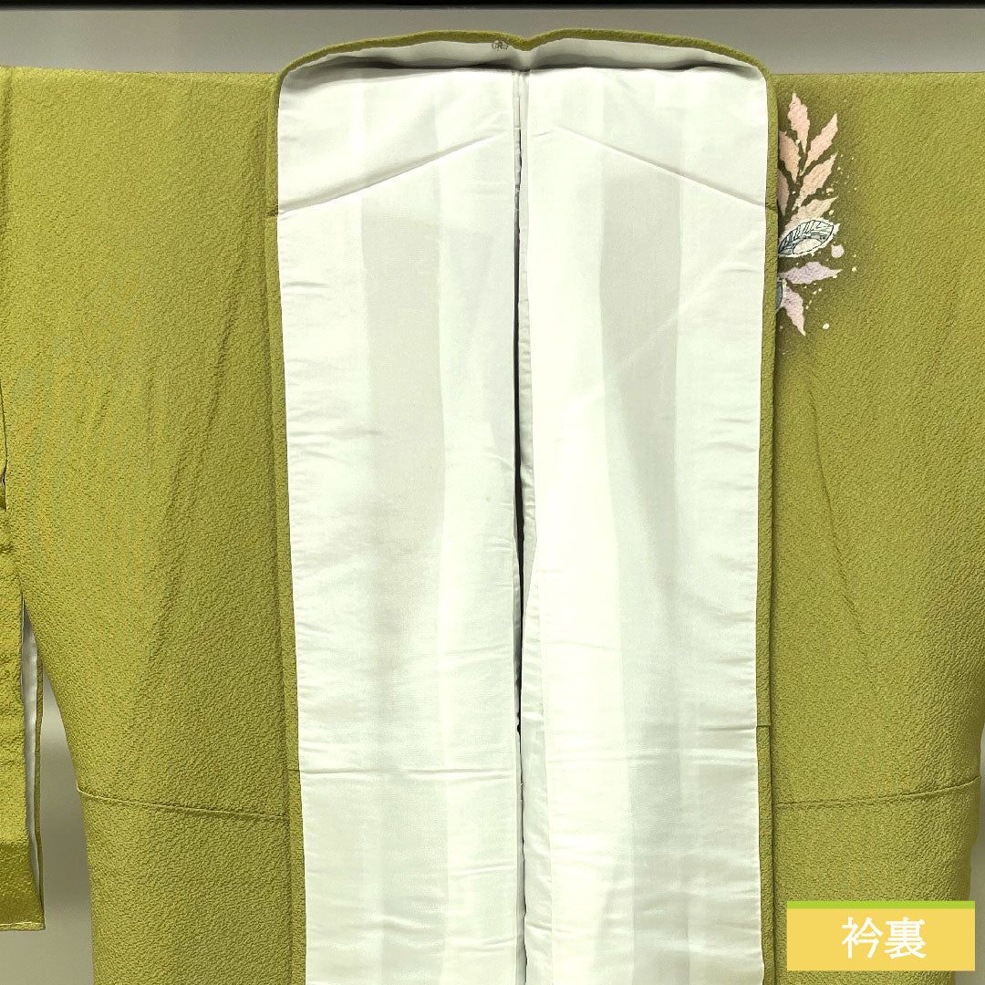 訪問着 正絹 袷 身丈161cm 裄丈68cm 若苗色(わかなえいろ) 京友禅 辻ヶ花 桐屋翠山工房謹製 しつけ糸付き 未使用品 Sランク 緑系 1112004482419