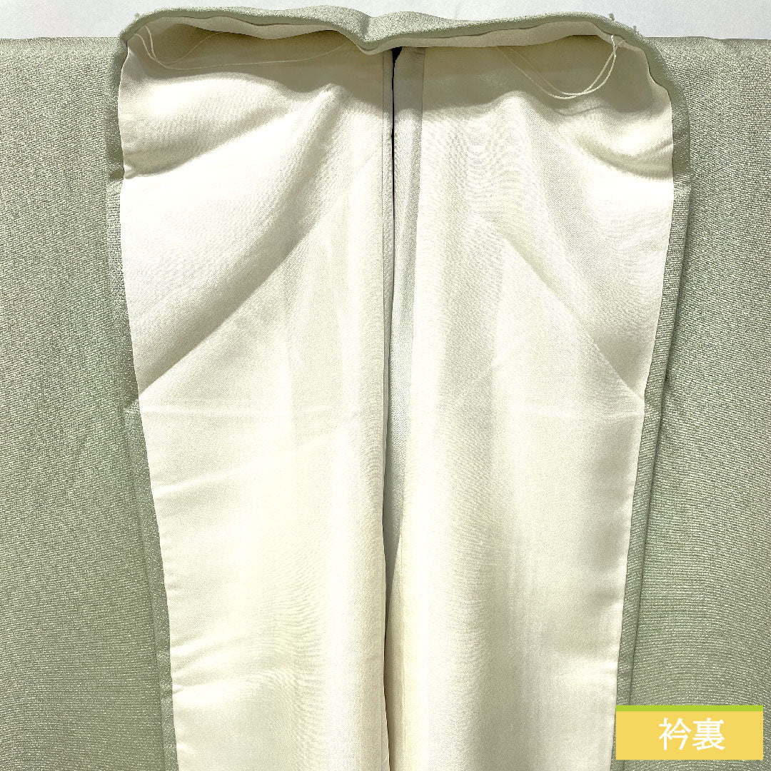 色留袖 正絹 身丈159cm 裄丈63cm 袷 薄緑色(うすみどりいろ) 寿光織 風景模様 一つ紋 Sランク 緑系 1111001702319