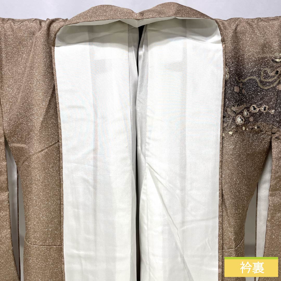 訪問着 正絹 Sランク 袷 身丈162cm 裄丈69cm 松染色(まつぞめいろ) 大島紬 絞り 辻ヶ花 しつけ糸付き 茶系 1112006692414