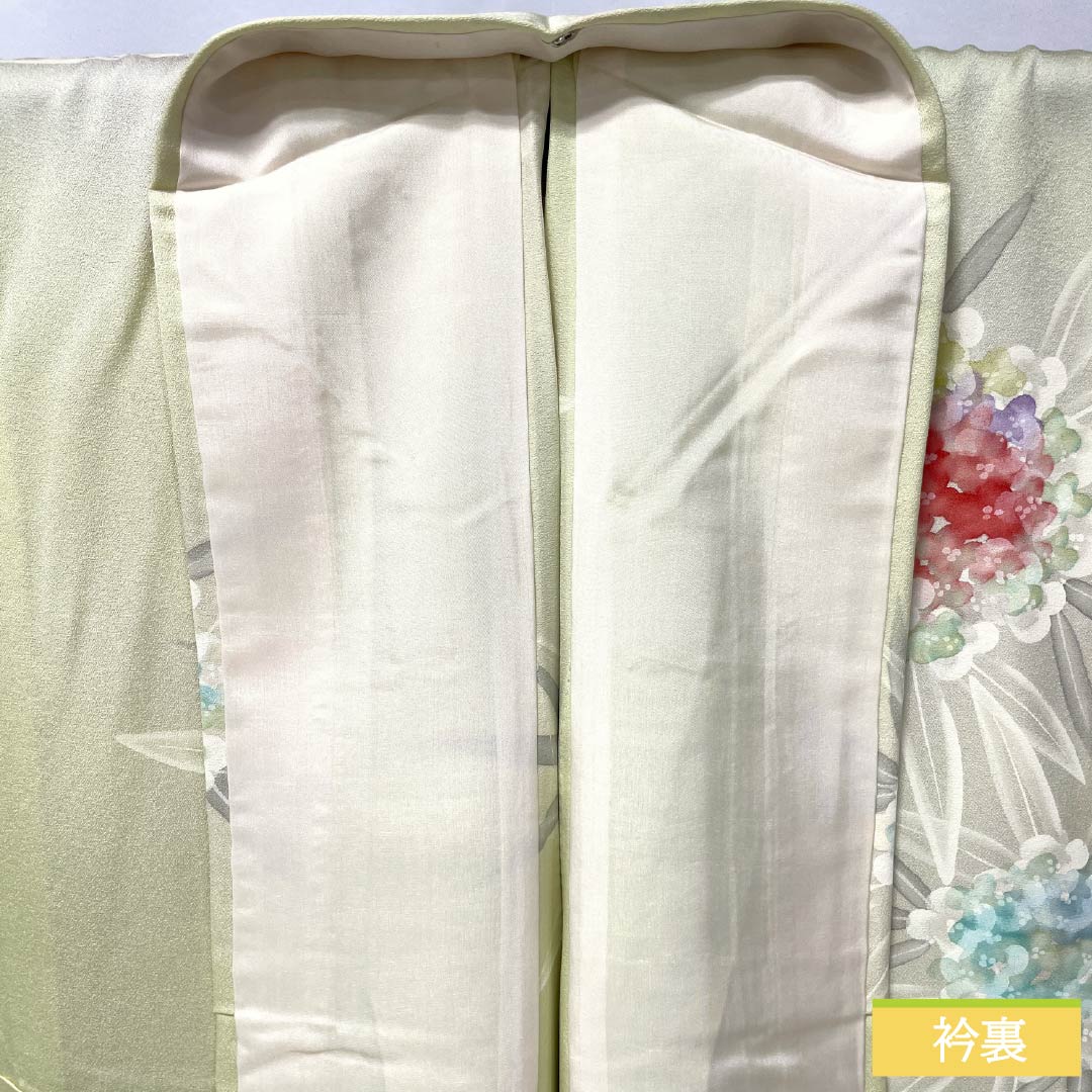 小紋 正絹 身丈158cm 裄丈63.5cm 単衣 硫黄色(いおういろ) ろうけつ染め 沈丁花 Sランク 黄系 1115005702323