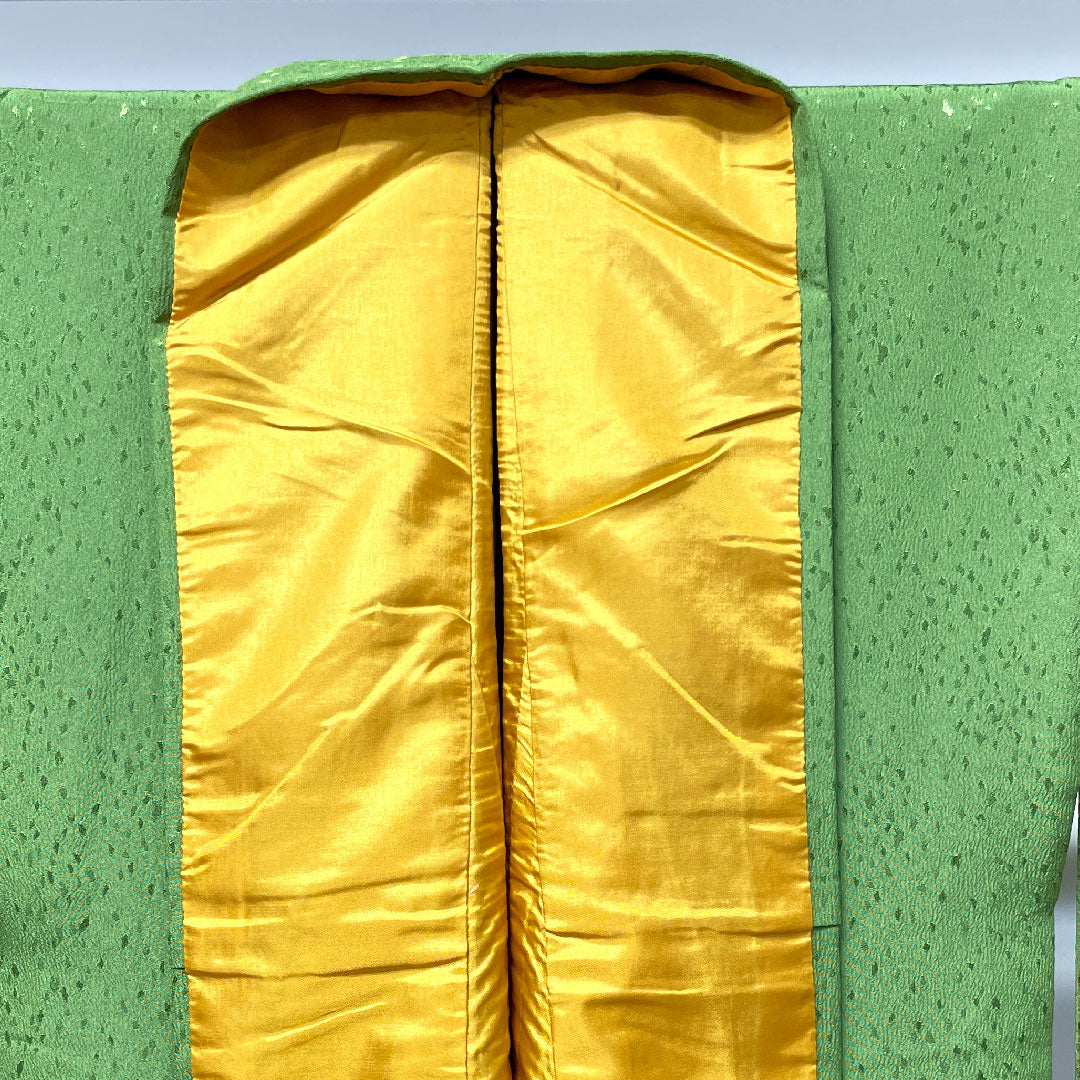 Plain color polyester evergreen washable kimono Length 156cm Sleeve length 63cm Lined S rank Green 1114001072319