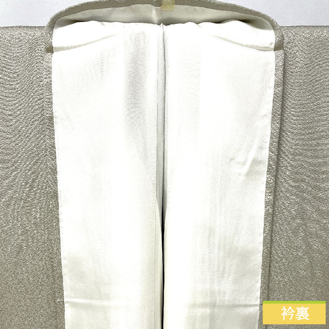 色無地 正絹 身丈150.5cm 裄丈61.5cm 雲井鼠色(くもいねずいろ)綸子 一つ紋 中陰片喰 袷 Sランク グレー系 1114001982122