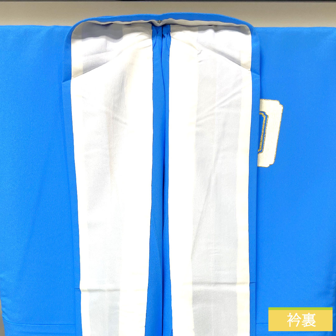 Homongi (formal kimono) made of polyester with a waistband, length 163.5cm, sleeve length 67.5cm, Tenshoku, washable kimono, Yoshihara Tsunagi, dance costume, tsukesage, S rank, blue, 1112004262417