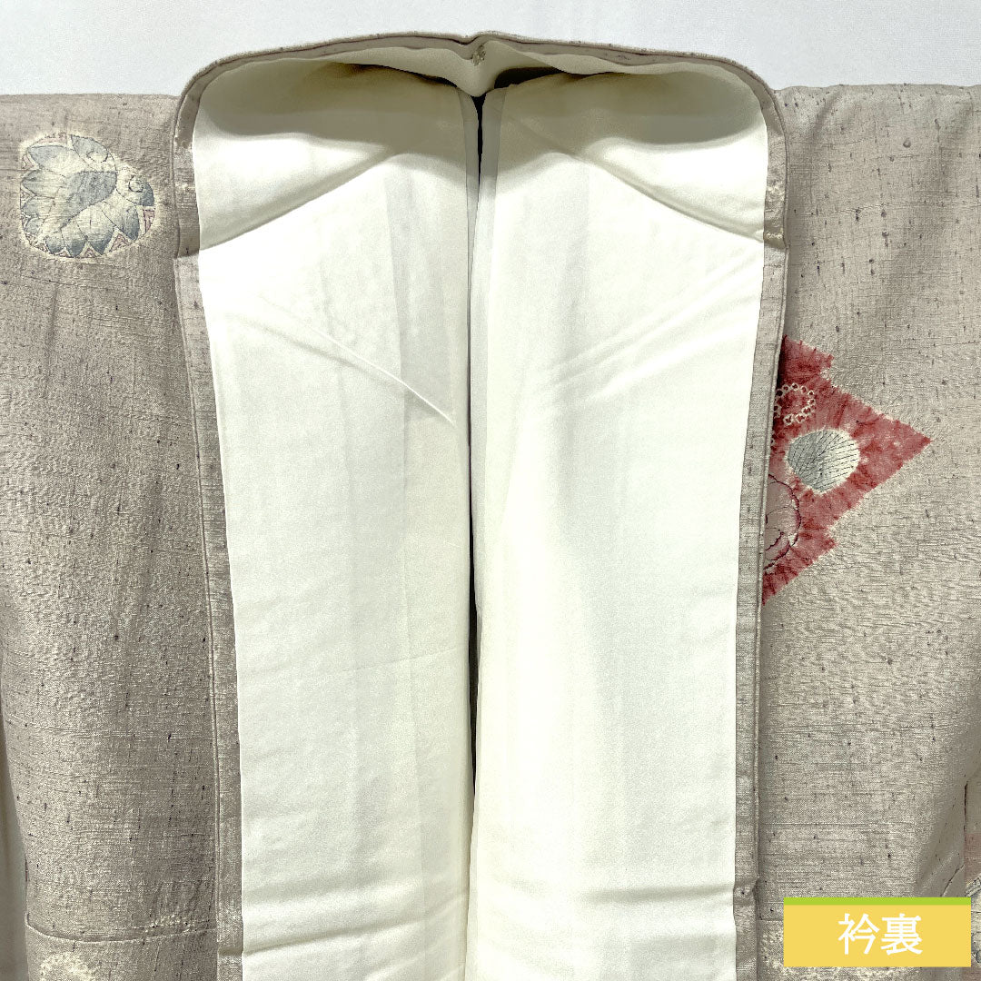 訪問着 正絹 袷 身丈157.5cm 裄丈63cm 小町鼠色(こまちねずいろ) 紬地 辻ヶ花 Sランク グレー系 1112005212322