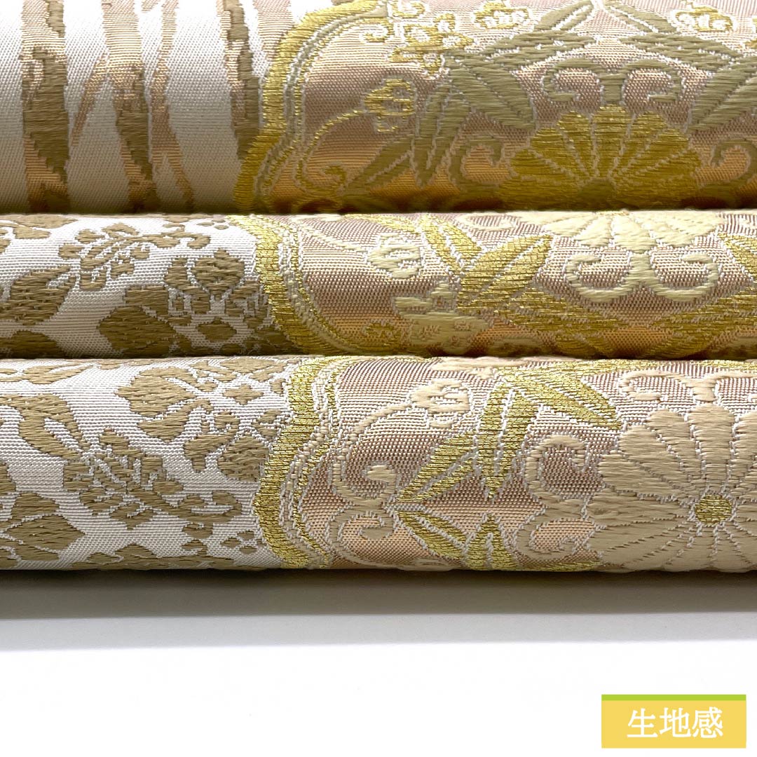 袋帯 正絹 胡粉色(ごふんいろ) 唐織 向かい鶴 吉祥文様 留袖用 帯丈454cm Sランク 六通 フォーマル クリーム系 1123013432415