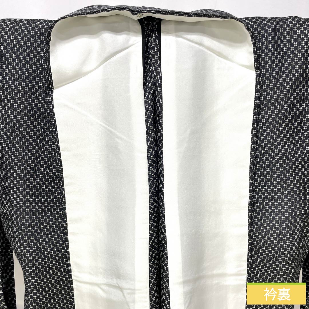 Pure silk tsumugi (pongee) - Grade A, length 165cm, sleeve length 66.5cm, Igeta Kasuri pattern, single layer, black, product number 1116004763510