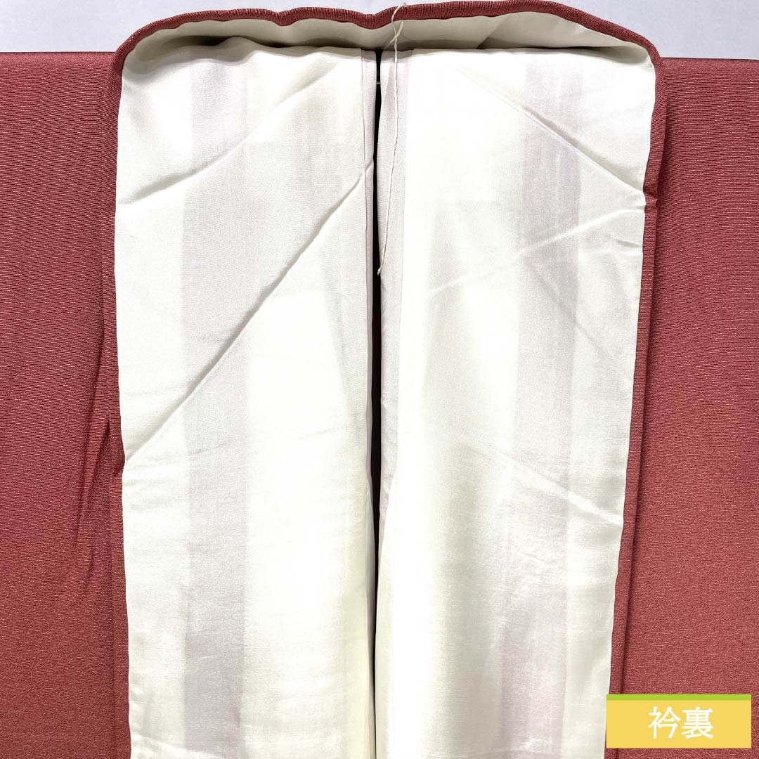 小紋 正絹 身丈167.5cm 裄丈66.5cm 袷 長春色(ちょうしゅんいろ) 江戸小紋 一つ紋 蔦 しつけ糸付き Sランク ピンク系 1115004962513