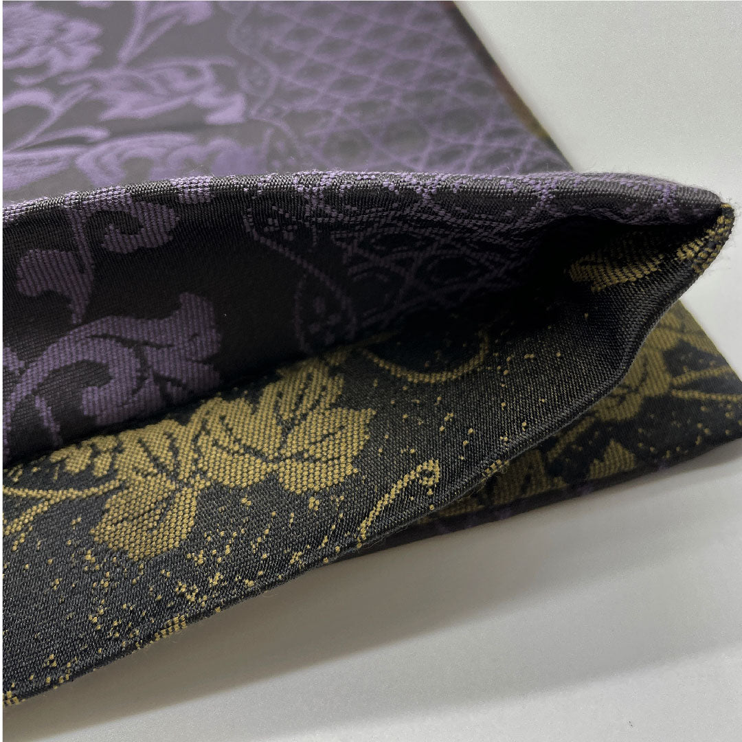 Reversible Fukuro Obi with Sakura Arabesque, Grapes and Phoenix, Length 462cm, Pure Silk, S Rank, Fully Open, Semi-Formal, Gray, 1123004992422
