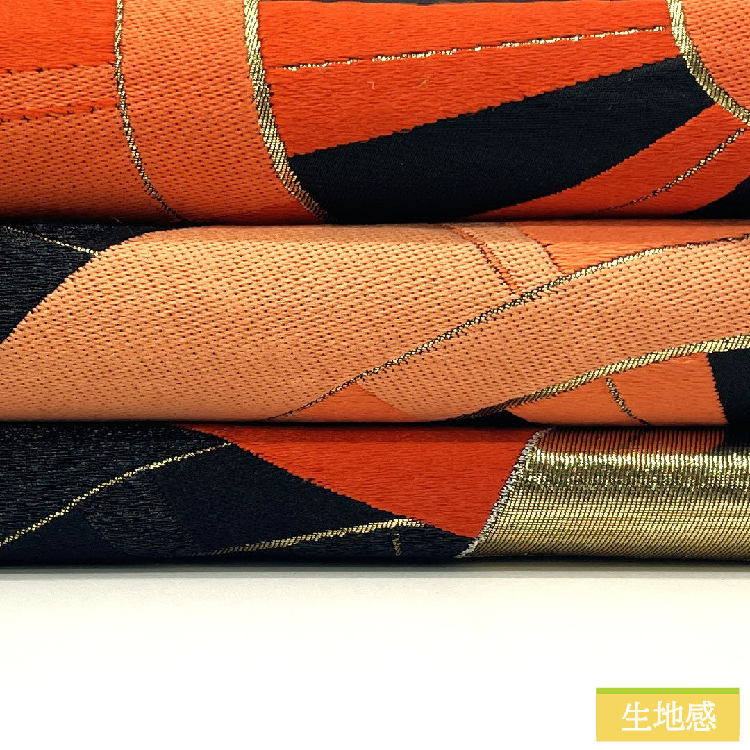 Formal black obi, pure silk, S-rank, Nishijin-ori weave, with artful gold leaf and Genji wheel motif, length 416cm, six-fold, 1123017152310