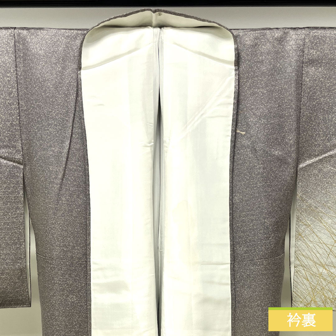 訪問着 正絹 袷 身丈161cm 裄丈65cm 鈍紫色 刺繡 Aランク グレー系 1112003703422