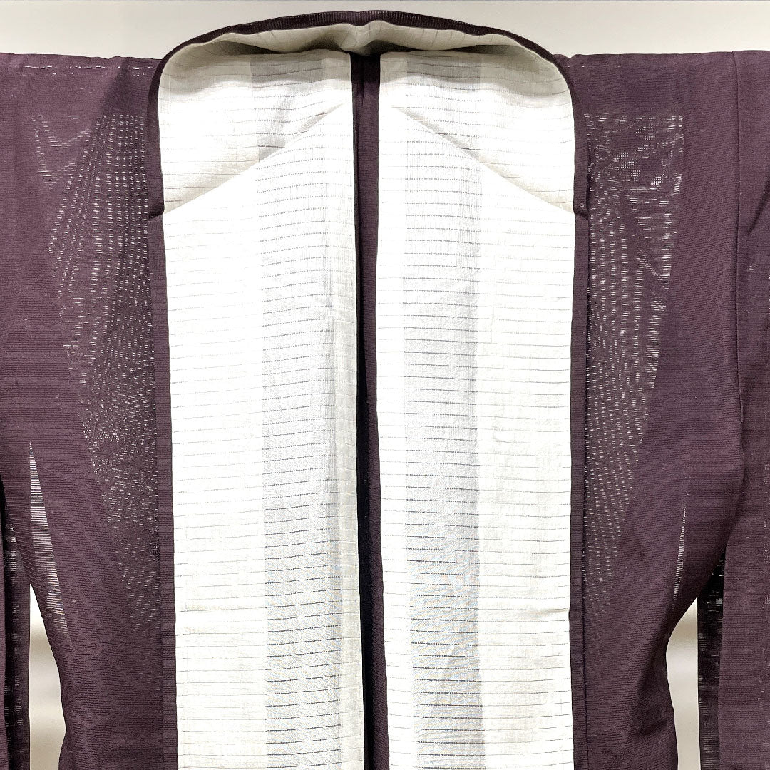 Summer pure silk plain color Length 163cm Sleeve length 64cm Extreme color (Shigokuiro) Flowing water Bamboo grass Silk S rank Purple 1132001402420