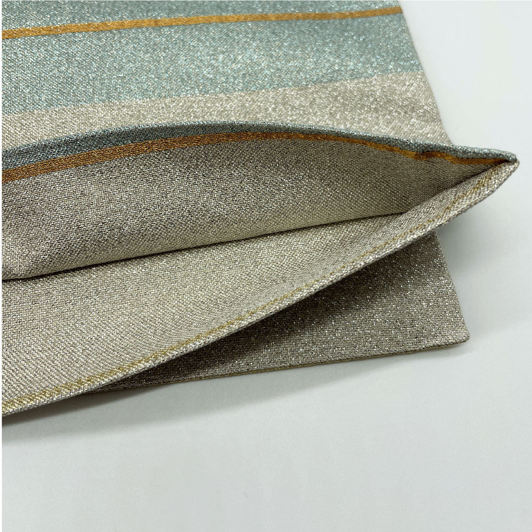 Fukuro Obi (Sash) Silver Color Horizontal Stripes Length 434cm Pure Silk S Rank Six-way Casual Silver 1123005142322