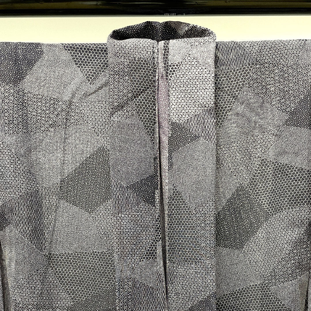 Summer kimono, polyester, komon, length 158cm, sleeve length 62cm, purple, washable kimono, Edo komon, silk, S rank, purple, 1132000722320
