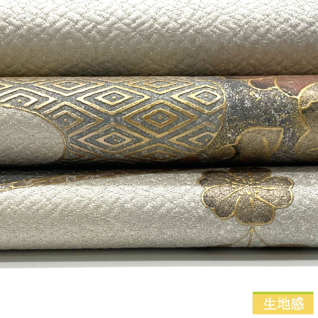 A-Rank Pure Silk Obi with Gold Accents, Tsujigahana and Layered Diamond Patterns, 426cm Long, Semi-Formal, Gradient Design, Item Number: 1123015193399