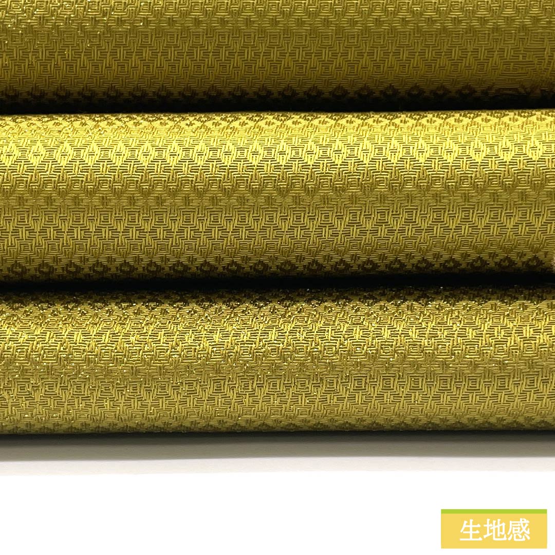 袋帯 正絹 Sランク 刈安色(かりやすいろ) 華文 丸に古典柄 帯丈460cm 六通 セミフォーマル 黄系 1123015412423