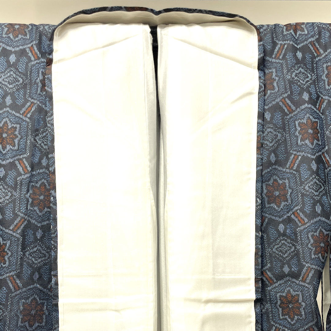 Murayama Oshima Tsumugi Length 159.5cm Sleeve length 62.5cm Ensemble Geometric pattern Pure silk A rank A-line Navy 1116002843318