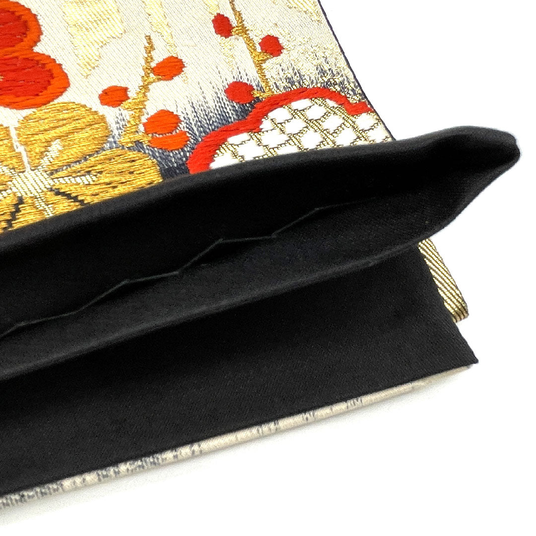 Fukuro Obi for Furisode, Plum, Bamboo, Length 422cm, Pure Silk, A Rank, Six-way, Formal, Black, 1123003443310