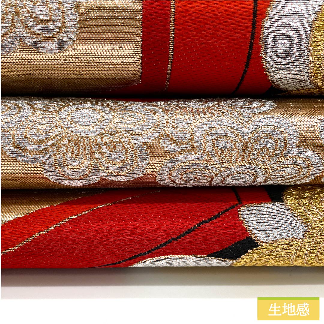 袋帯 正絹 金色(きんいろ) 亀甲 華文 帯丈412cm Sランク 六通 フォーマル 金系 1123011932321