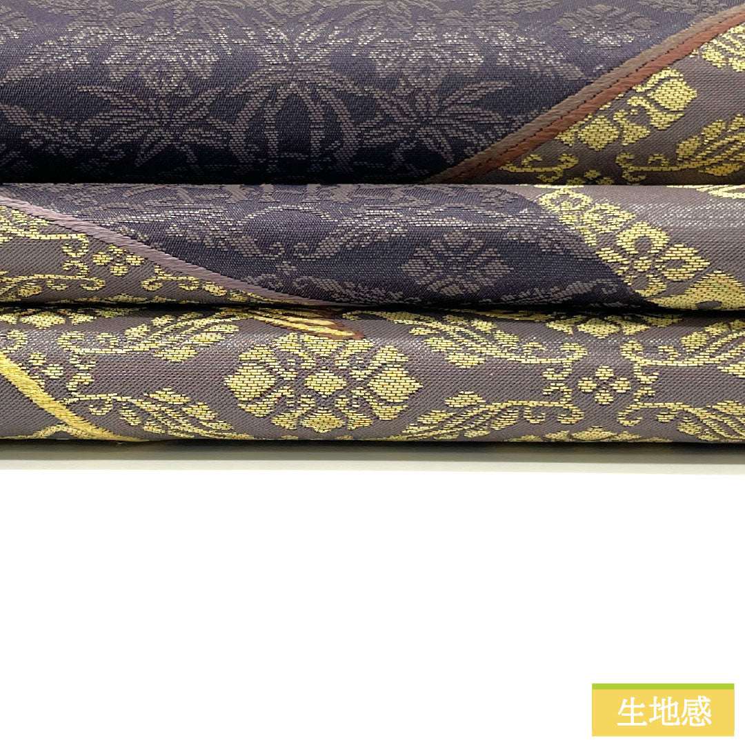 Fukuro Obi (sash), pure silk, S-rank, Kageyama Orimono, Nishijin-ori, Hakuya Seibei, Colorful Tenmoku, World of Shimotori Shinobi, 442cm long, six-pass, formal, purple, 1123016662320