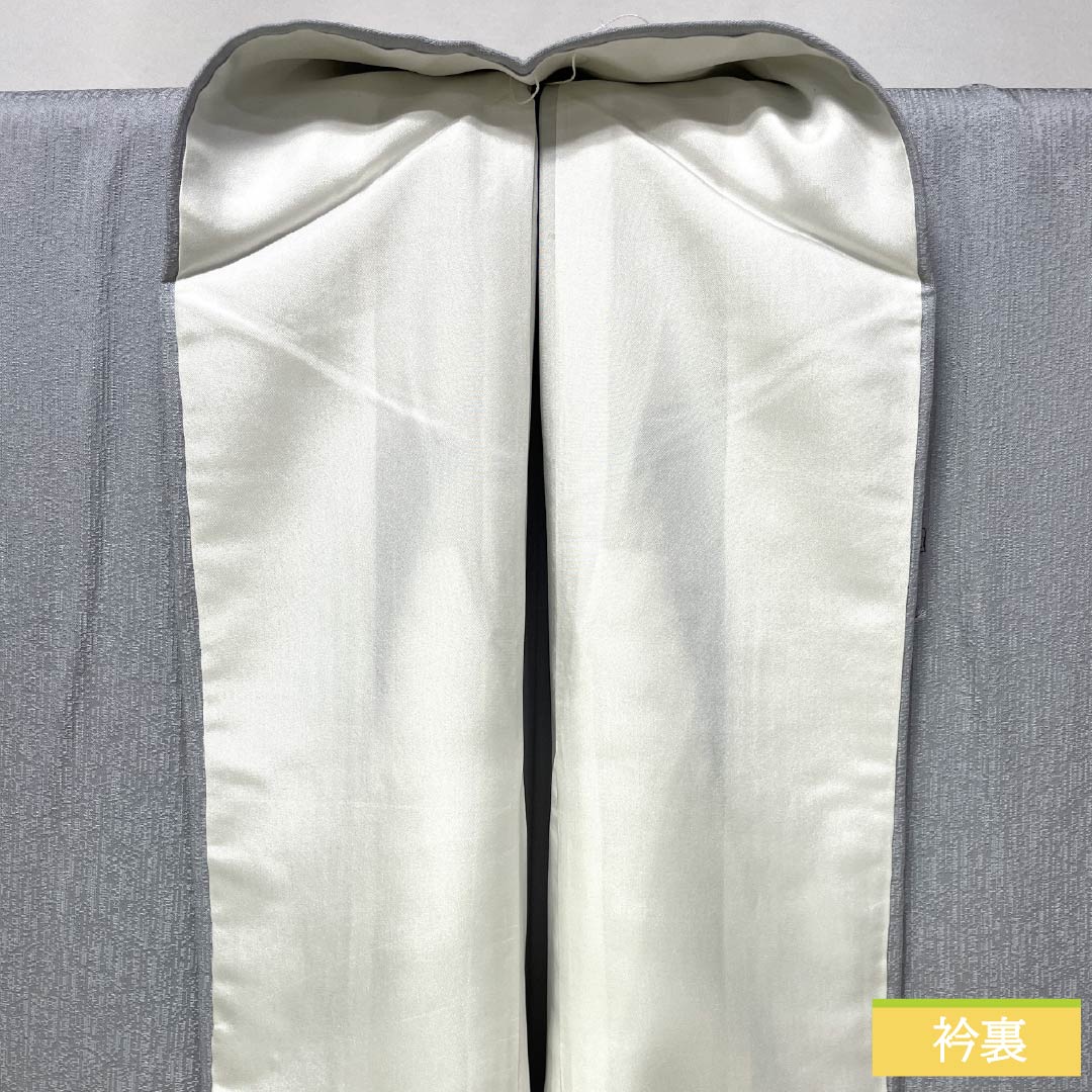 訪問着 正絹 Bランク 袷 身丈168cm 裄丈62cm 白銅色(はくどういろ) 蘇州刺繡 草花 流水 しつけ糸付き グレー系 1112007524522