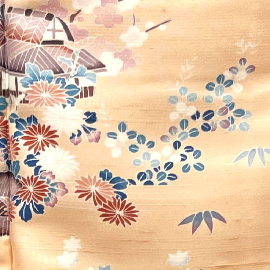 Homongi (formal kimono) Length 159cm Sleeve length 62cm Maiden color Tsumugi fabric Chayatsuji Pure silk A rank Pink 1112002073313