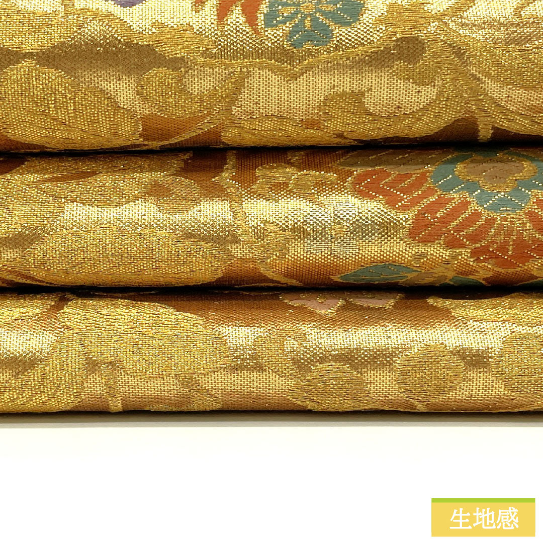 袋帯 正絹 Aランク 慶長柄 西陣織 帯丈422cm 六通 フォーマル 金系 1123016723321