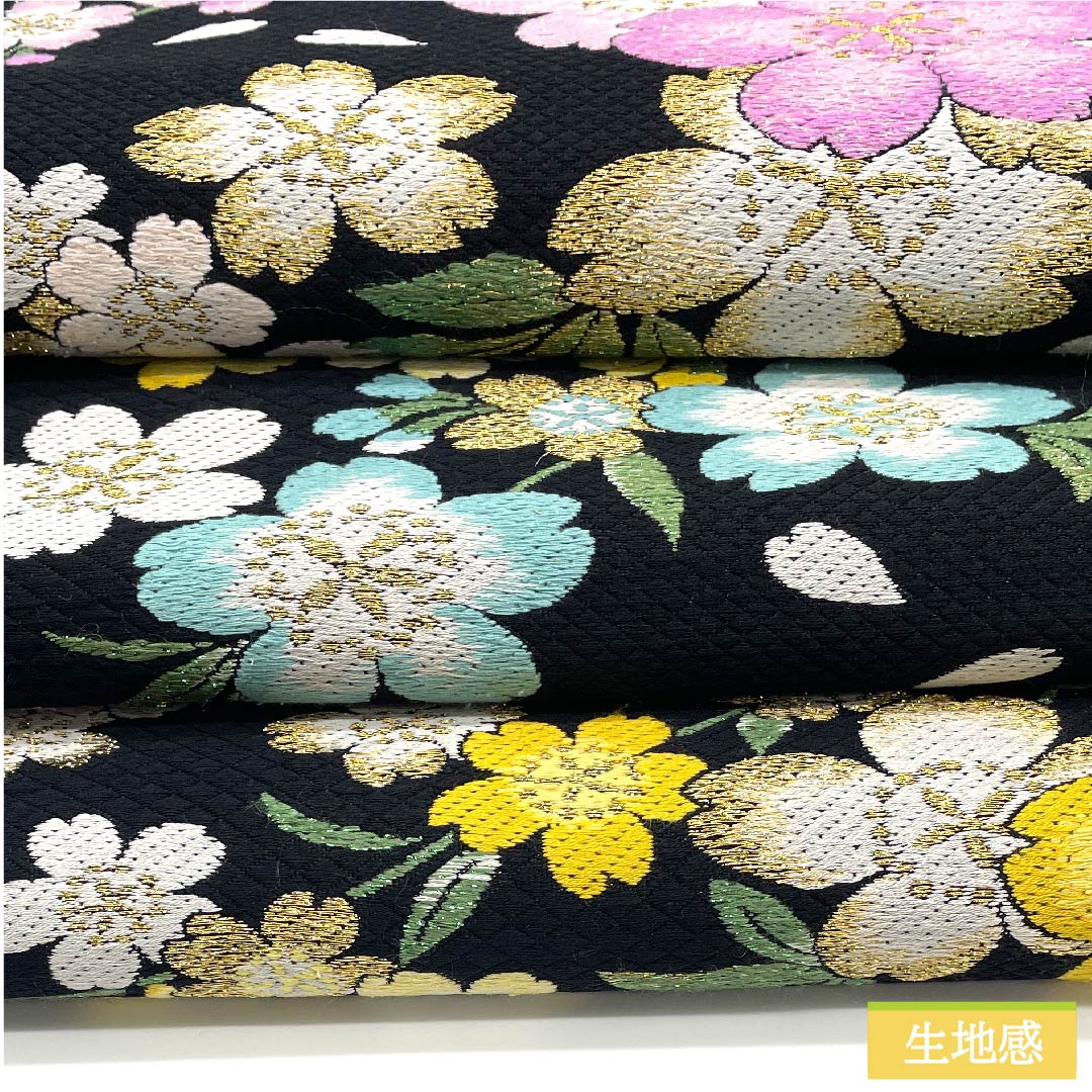 Fukuro Obi (Sash) - Pure Silk - Black - Cherry Blossoms - Lame - Obi Length: 450cm - A Rank - Six-way - Formal - Black - 1123011653410
