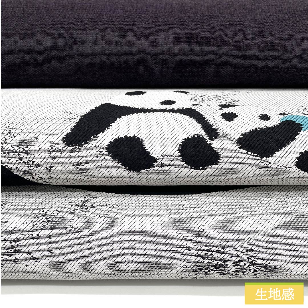 【未仕立】袋帯 正絹 NEWランク 紫黒色色(しこくしょくいろ) パンダ 帯丈464cm 六通 カジュアル 紫系 1123011731420