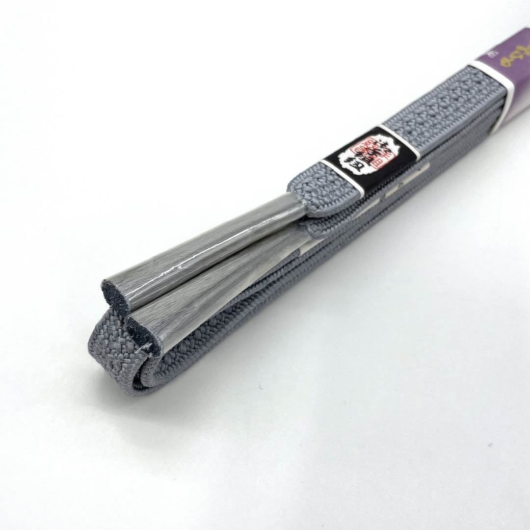 (新古品) 帯締め・帯揚げセット 正絹 NEWランク 鉛色(なまりいろ) 水銀色(すいぎんいろ) 喪服用 長さ約169cm 幅約1.4cm フォーマル グレー系 1141000211322