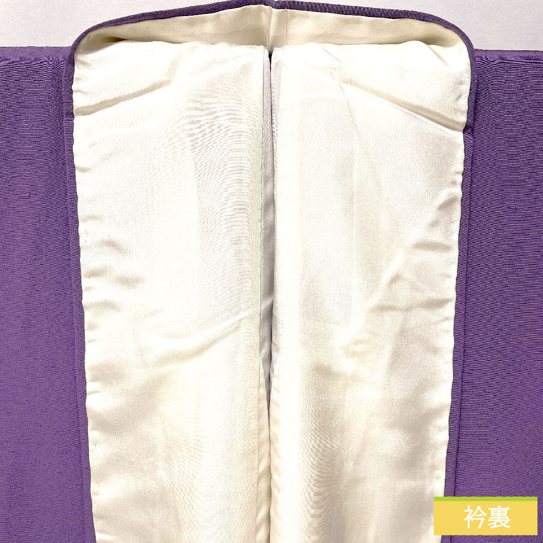 Plain color, pure silk, length 164cm, sleeve length 68cm, aoiiro (blue color), pongee fabric, one crest, three stars in a circle, lined, A rank, purple, 1114001933420