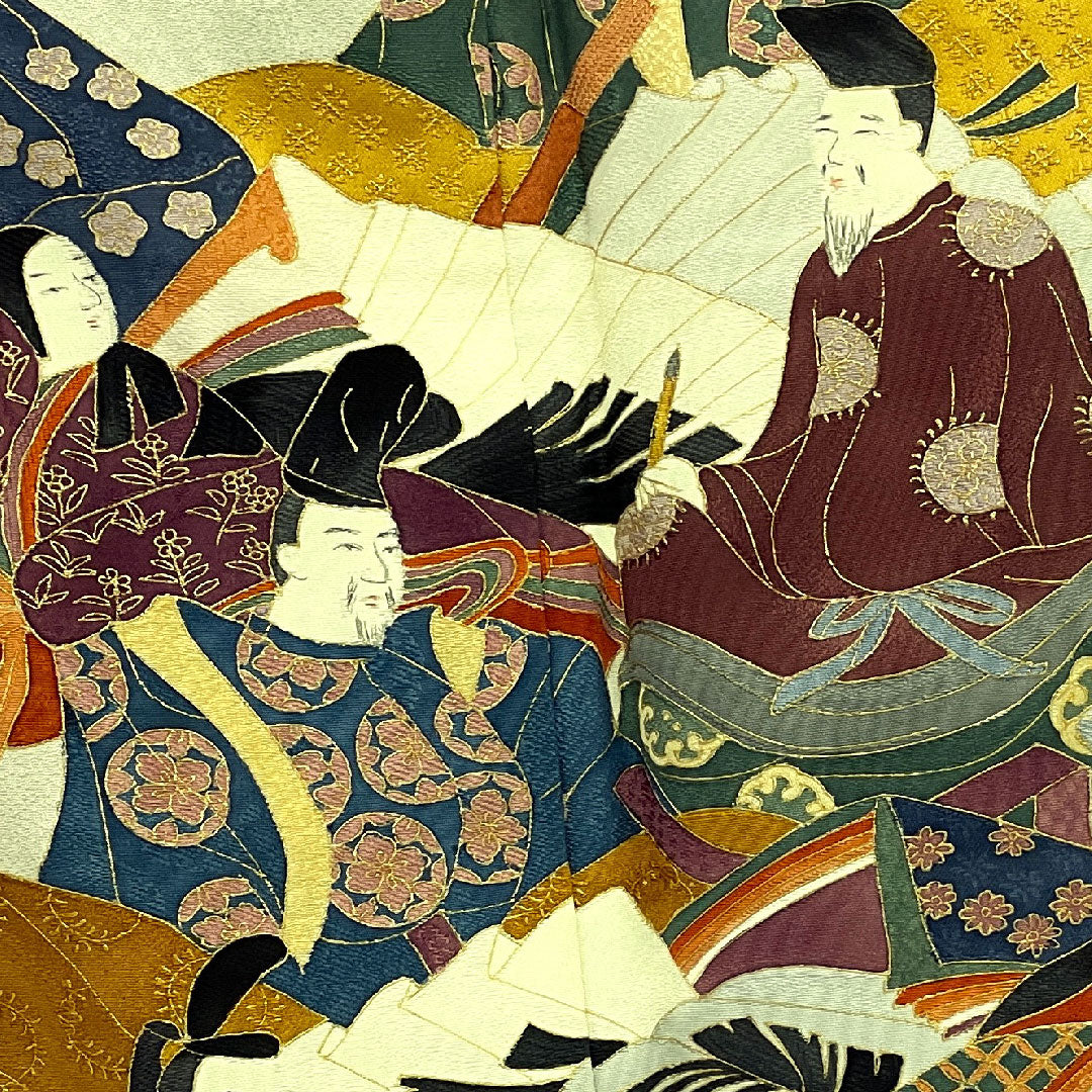 Colored Tomesode, Length 158cm, Sleeve Length 64cm, Awase, Daimyo Pattern, Pure Silk, A Rank, Three Crests, Green, 1111000123319