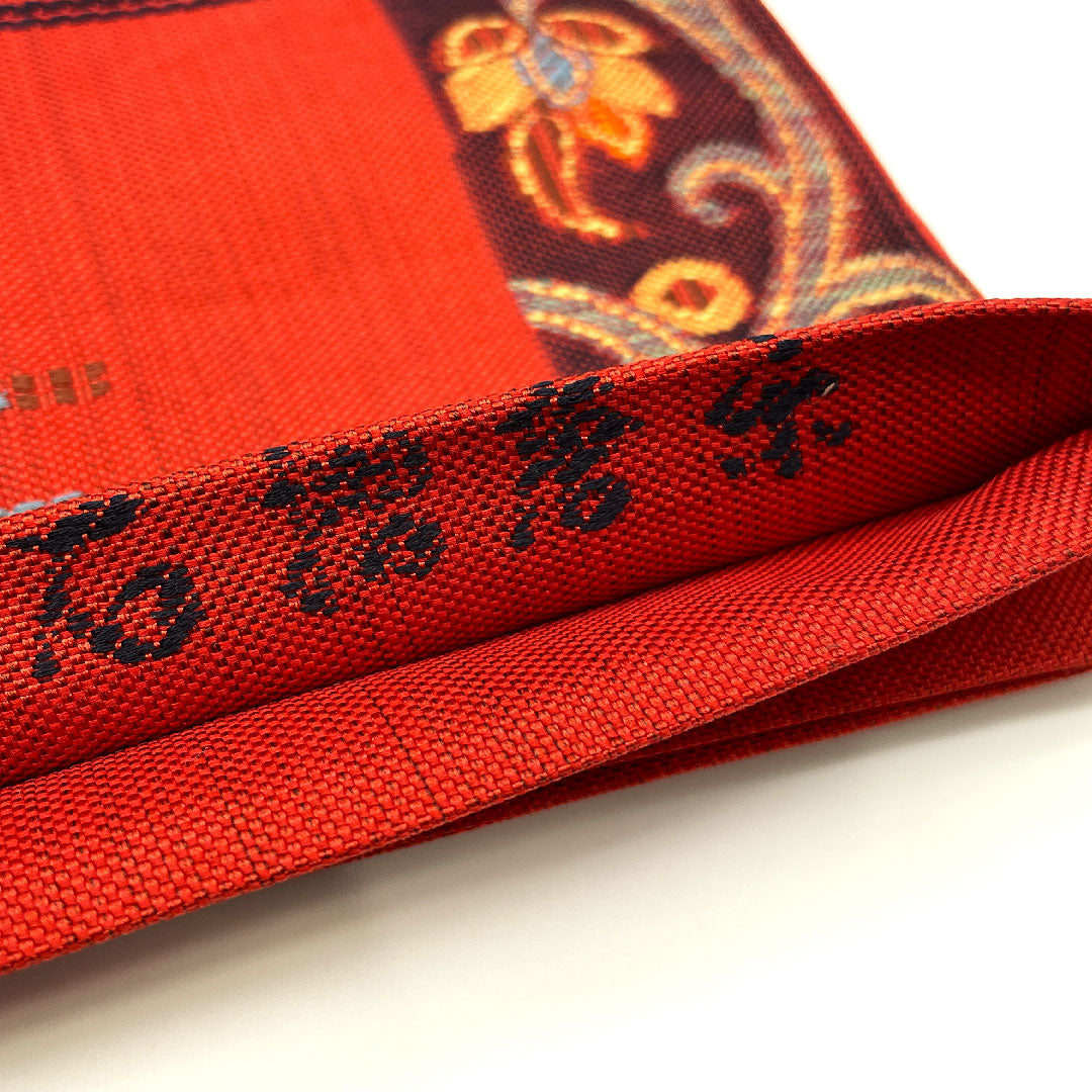 Fukuro Obi with Mural Pattern, Length 428cm, Pure Silk, S Rank, Six-way, Casual, Red, 1123003642312
