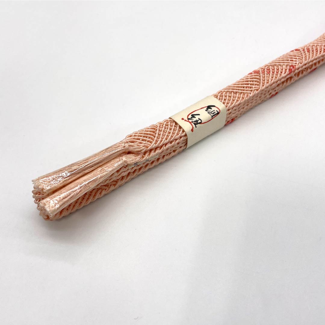 (Like new) Obijime and Obiage Set, Pure Silk, New Rank, Salmon (Sakeiro) and Light (Usunikuiro) Colors, Shinonome (Shinonomeiro) Color, Summer, Length: Approx. 164cm, Width: Approx. 1.6cm, Orange, Semi-Formal, Item Number: 1141000261326