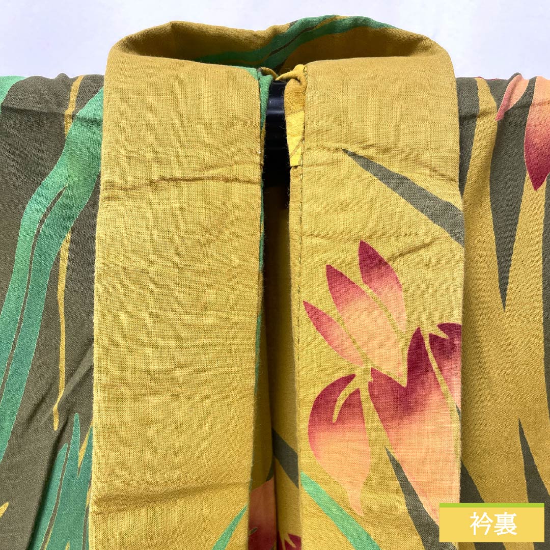 Cotton Yukata, Length 153.5cm, Sleeve Length 67cm, Rank A, Single Layer, Yellow, Magnolia, Iris Design, Product Number: 1118005803223