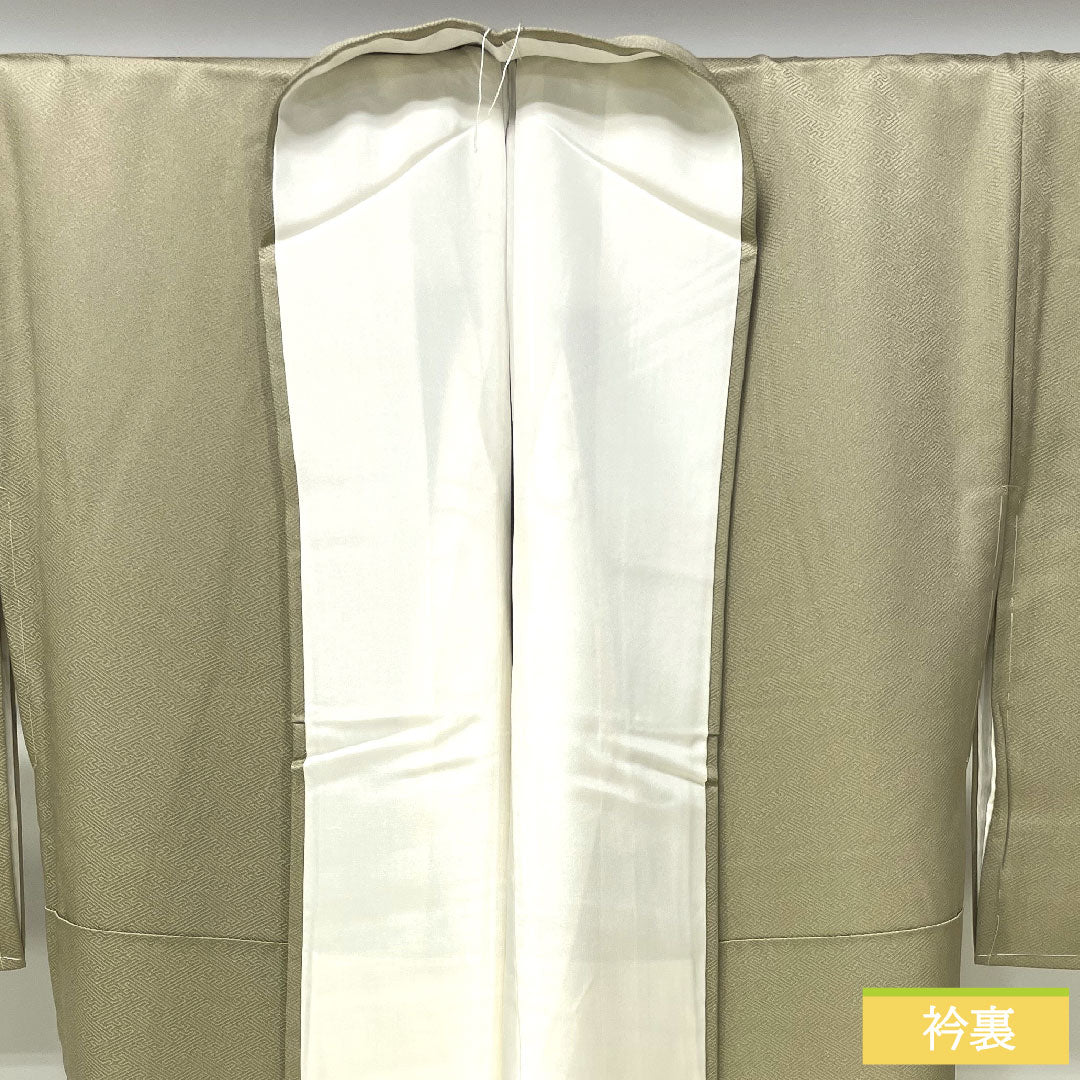 色留袖 正絹 身丈159cm 裄丈68cm 袷 亜麻色(あまいろ) 京友禅 風景模様 一つ紋 剣片喰 しつけ糸付き 未使用品 Sランク ベージュ系 1111001352325